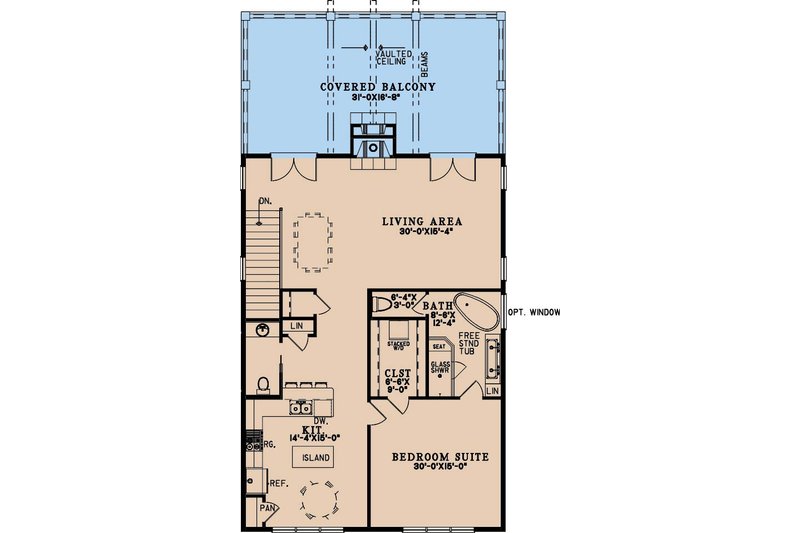 House Blueprint - Floor Plan - Upper Floor for Traditional House Plan #923-351 - 1 bed, 1 bath