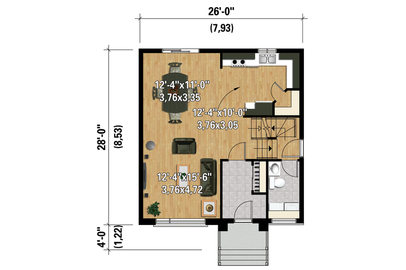 Dream House Plan - Floor Plan - Main Floor 1 for Contemporary House Plan #25-4295 - 3 bed, 1 bath