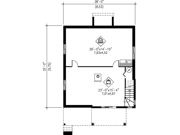 Cottage Floor Plan - Lower Floor Plan #25-4191
