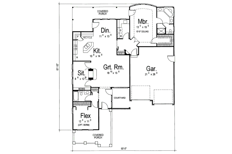 Traditional Style House Plan - 2 Beds 2 Baths 1685 Sq/Ft Plan #455-138 ...