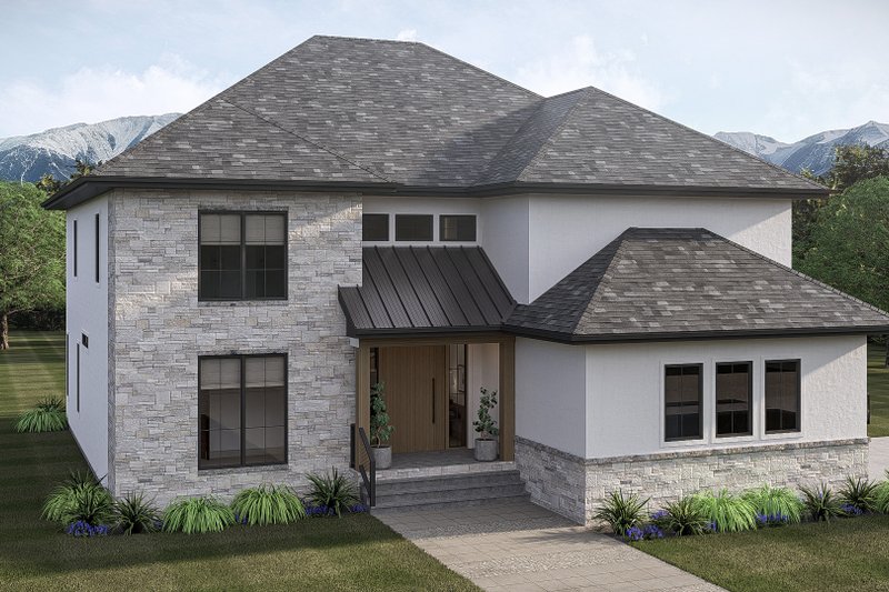Architectural House Design - Exterior - Front Elevation 3 for Mediterranean House Plan #455-790 - 4 bed, 3.5 bath