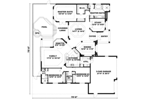 Floor Plan - Main Floor for Mediterranean House Plan #27-318 - 3 bed, 3 bath