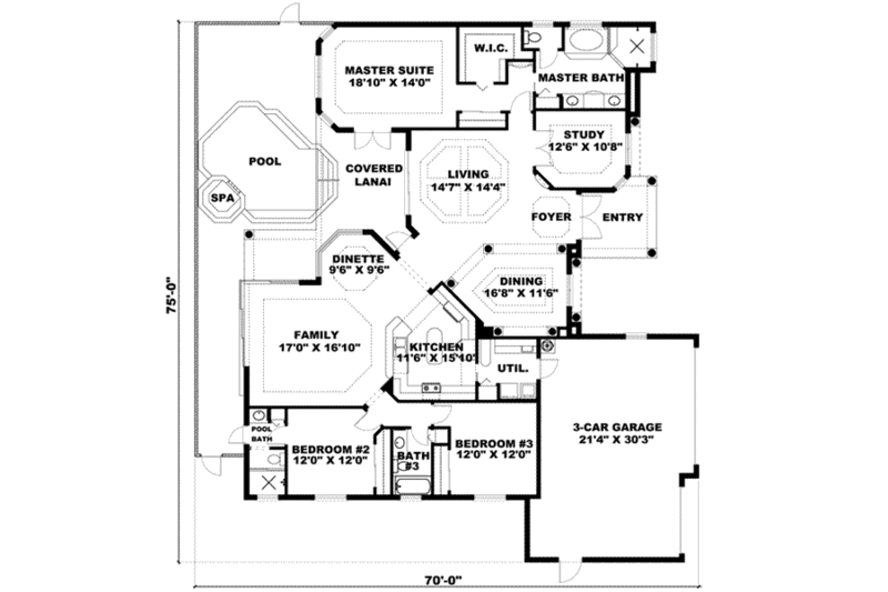 Mediterranean Style House Plan - 3 Beds 3 Baths 2566 Sq/Ft Plan #27-318 ...