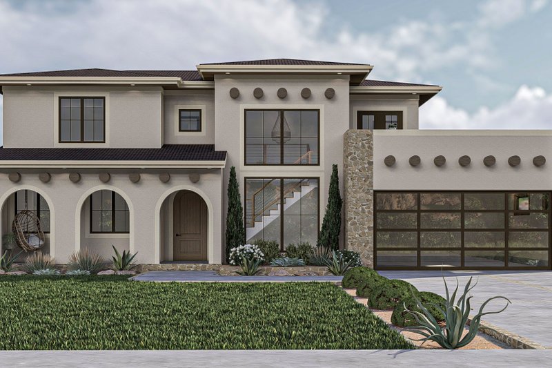 Dream House Plan - Adobe / Southwestern Exterior - Front Elevation Plan #455-503