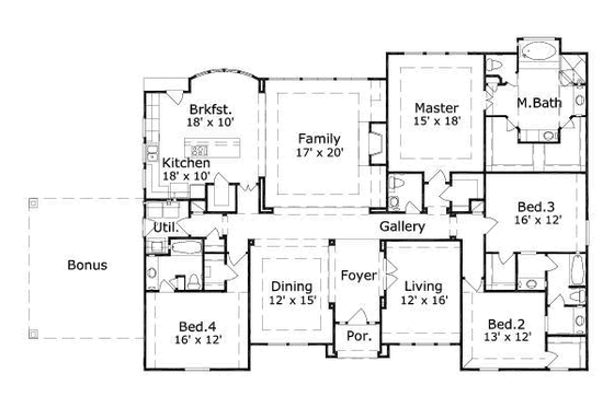 Floor Plan - Main Floor for Traditional House Plan #411-156 - 4 bed, 3.5 bath