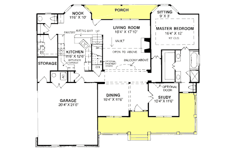 Dream House Plan - Floor Plan - Main Floor for Farmhouse House Plan #20-192 - 4 bed, 2.5 bath