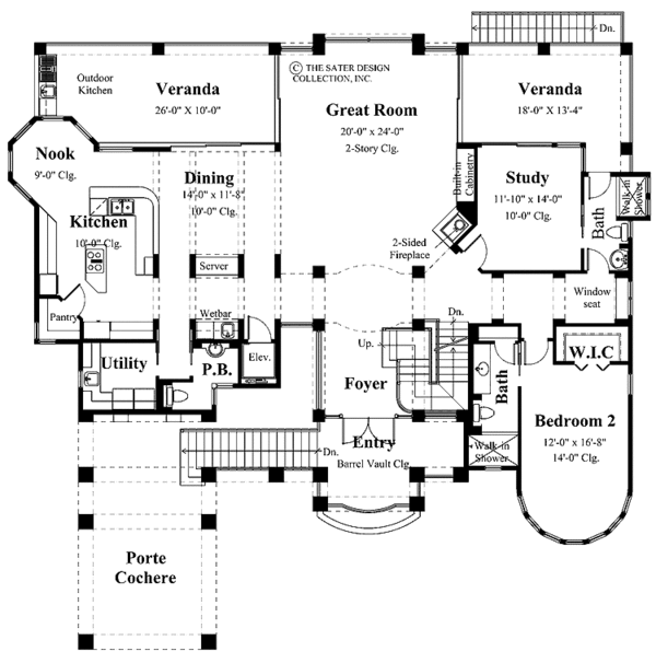 Mediterranean Floor Plan - Main Floor Plan #930-135