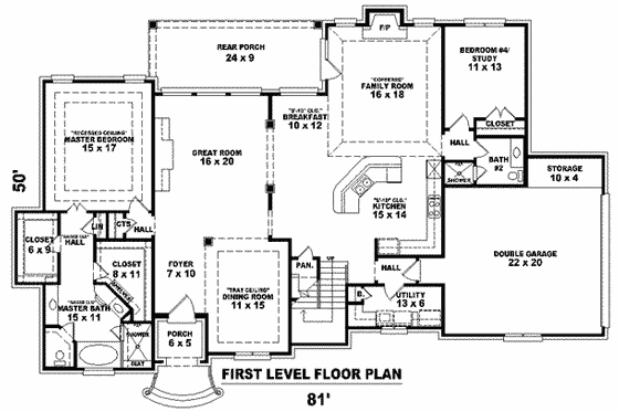Floor Plan - Main Floor for European House Plan #81-1239 - 3 bed, 3 bath
