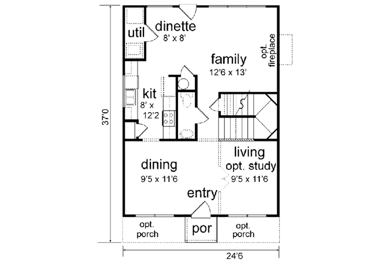 Architectural House Design - Floor Plan - Main Floor for Colonial House Plan #84-113 - 3 bed, 2.5 bath
