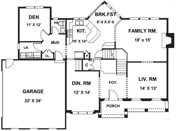 Home Plan - Country Floor Plan - Main Floor Plan #1001-47