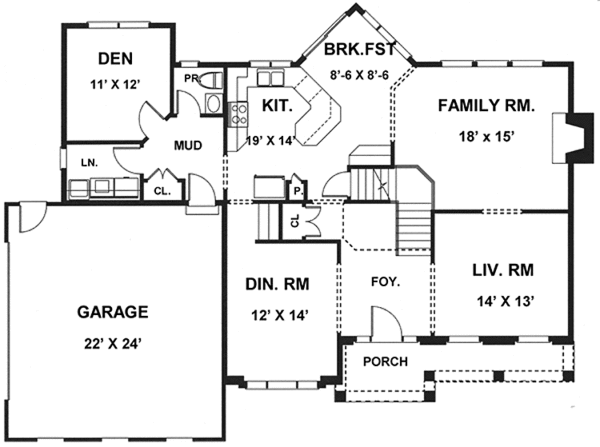 Dream House Plan - Country Floor Plan - Main Floor Plan #1001-47