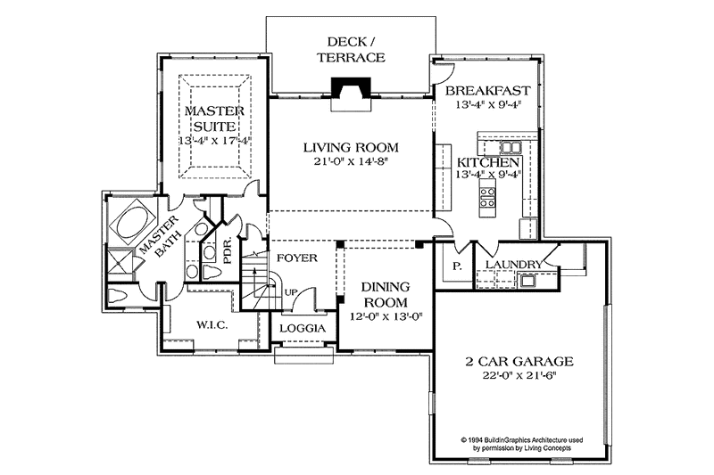 House Blueprint - Floor Plan - Main Floor for Traditional House Plan #453-102 - 4 bed, 2.5 bath