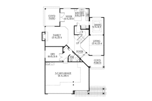 Floor Plan - Main Floor for Craftsman House Plan #132-360 - 4 bed, 2.5 bath