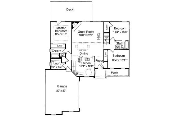 Floor Plan - Main Floor for Country House Plan #46-598 - 3 bed, 2 bath