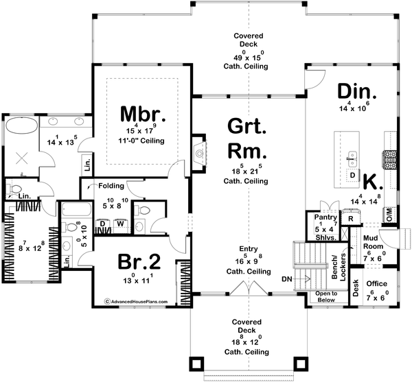 Dream House Plan - Beach Floor Plan - Main Floor Plan #455-457