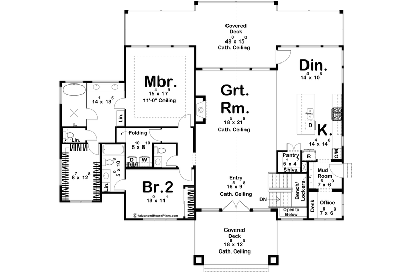 Dream House Plan - Floor Plan - Main Floor for Beach House Plan #455-457 - 2 bed, 2.5 bath