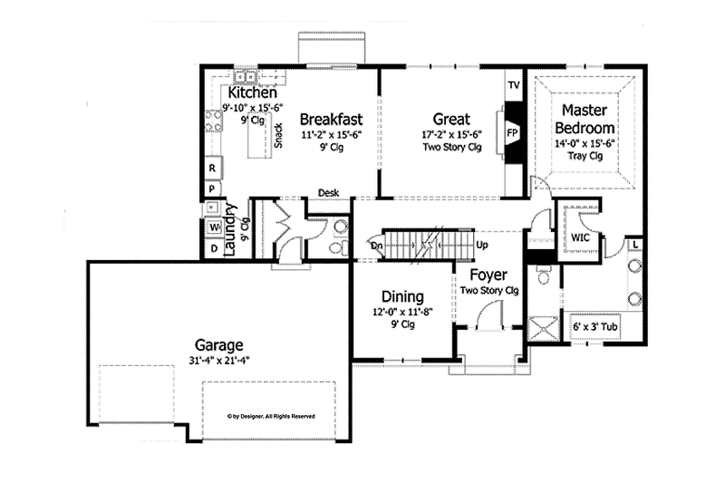 Home Plan - Floor Plan - Main Floor for Colonial House Plan #51-1033 - 4 bed, 2.5 bath