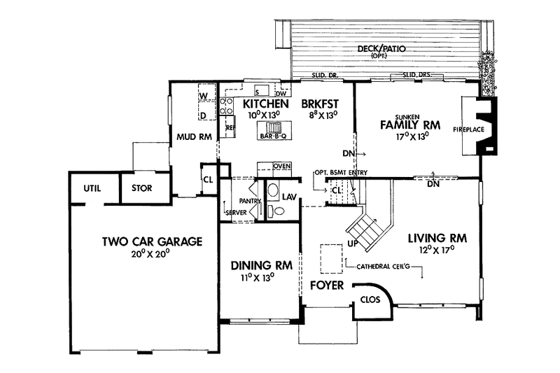 Home Plan - Floor Plan - Main Floor for Contemporary House Plan #314-259 - 3 bed, 2.5 bath