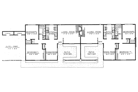 Floor Plan - Main Floor for Ranch House Plan #303-236 - 2 bed, 1 bath