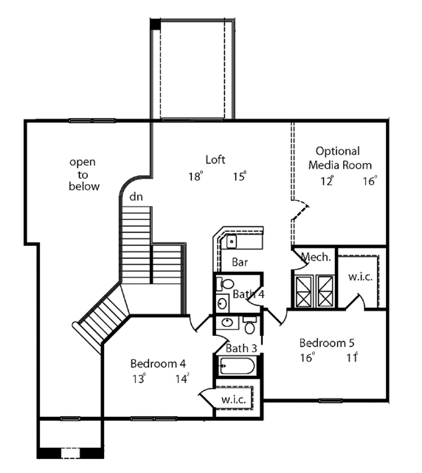 Dream House Plan - Mediterranean Floor Plan - Upper Floor Plan #417-571