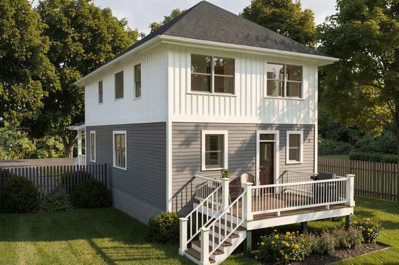 Exterior - Rear Elevation for Farmhouse House Plan #79-227 - 3 bed, 2 bath