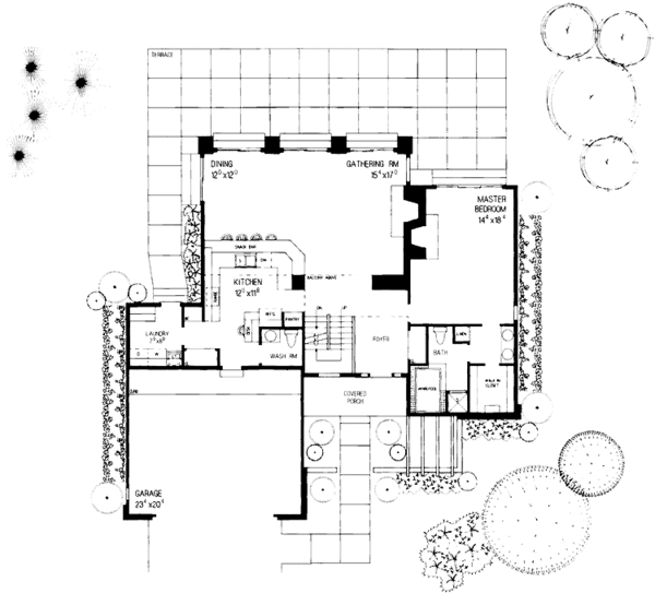 House Blueprint - Contemporary Floor Plan - Main Floor Plan #72-636