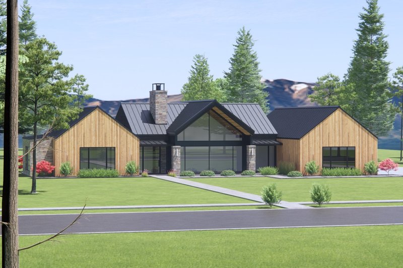 House Design - Exterior - Front Elevation 5 for Modern House Plan #1096-59 - 4 bed, 3.5 bath