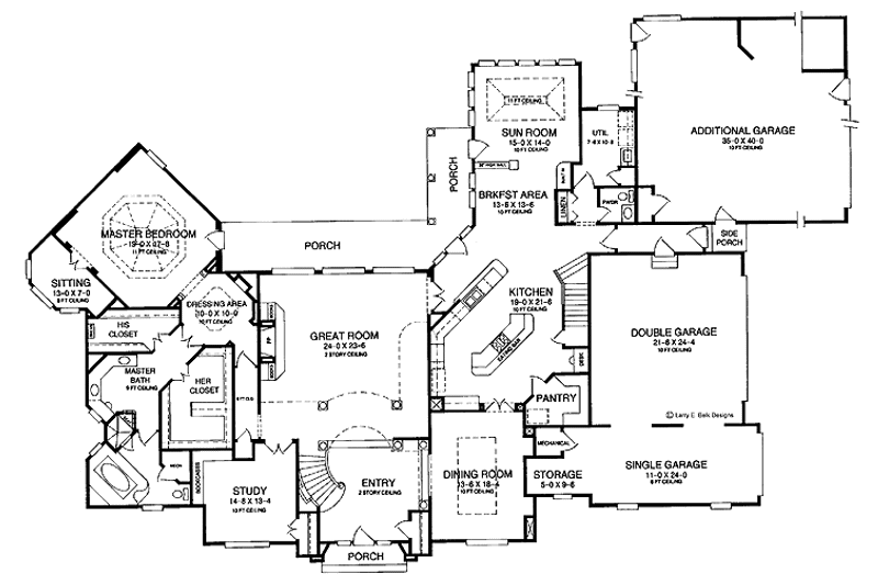 Home Plan - Floor Plan - Main Floor for Colonial House Plan #952-75 - 5 bed, 4.5 bath