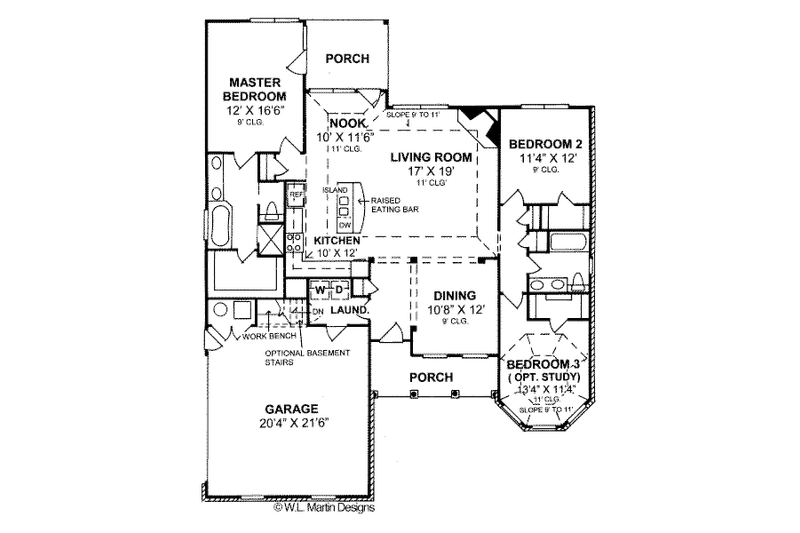 House Plan Design - Floor Plan - Main Floor for Traditional House Plan #20-368 - 3 bed, 2 bath