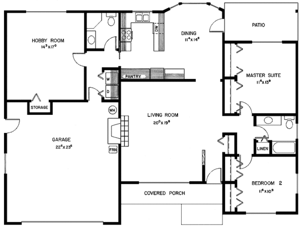 House Design - Ranch Floor Plan - Main Floor Plan #60-893