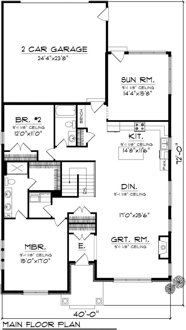 House Blueprint - Craftsman Floor Plan - Main Floor Plan #70-1114