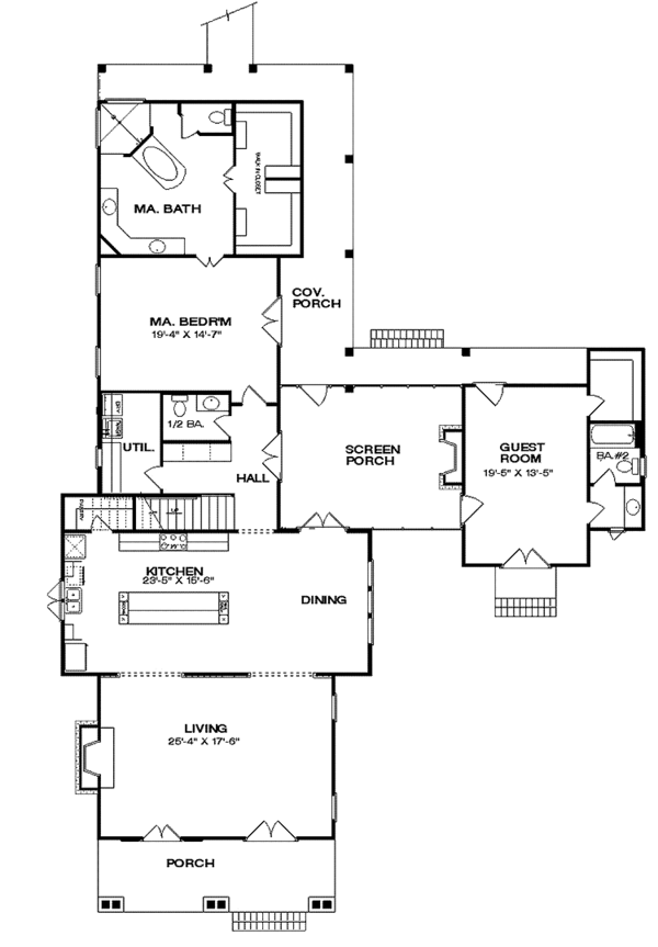 House Design - Bungalow Floor Plan - Main Floor Plan #37-278
