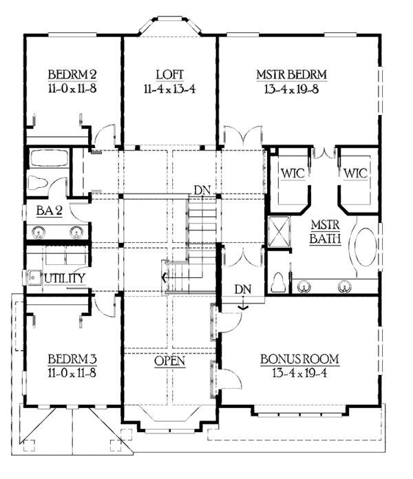 House Plan Design - Craftsman Floor Plan - Upper Floor Plan #132-396