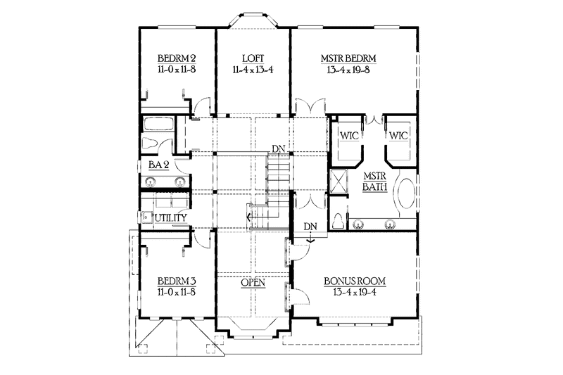Home Plan - Floor Plan - Upper Floor for Craftsman House Plan #132-396 - 3 bed, 2.5 bath