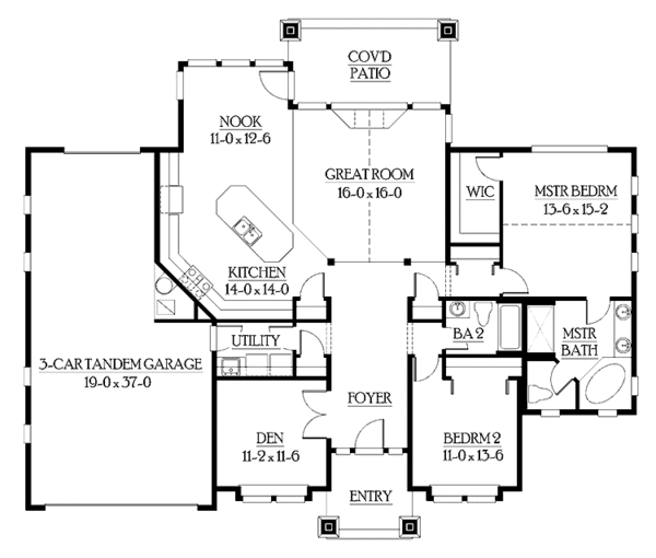 Home Plan - Craftsman Floor Plan - Main Floor Plan #132-247