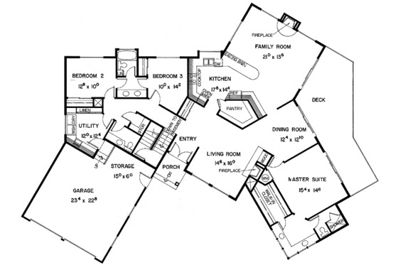 Floor Plan - Main Floor for Contemporary House Plan #60-811 - 3 bed, 2.5 bath