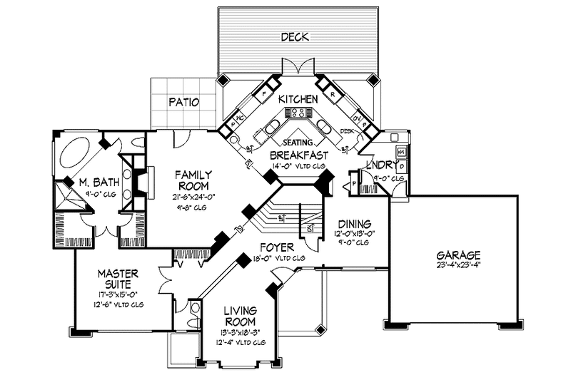 Home Plan - Floor Plan - Main Floor for Contemporary House Plan #320-711 - 3 bed, 2.5 bath