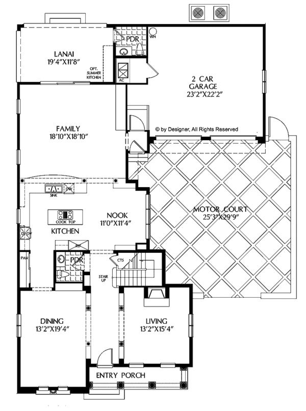 Architectural House Design - Mediterranean Floor Plan - Main Floor Plan #999-148