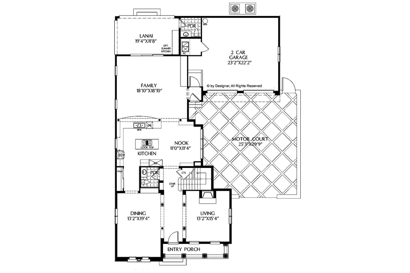 Home Plan - Floor Plan - Main Floor for Mediterranean House Plan #999-148 - 4 bed, 3 bath