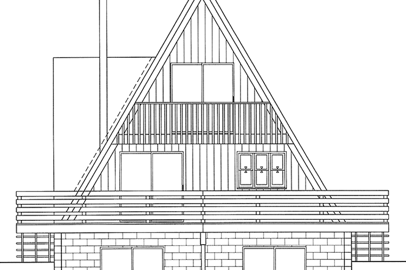 Home Plan - Exterior - Rear Elevation for Prairie House Plan #320-1421 - 1 bed, 1 bath