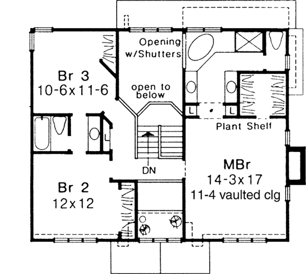 House Design - Traditional Floor Plan - Upper Floor Plan #320-676