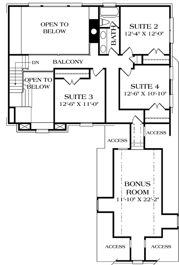 Architectural House Design - Traditional Floor Plan - Upper Floor Plan #453-515