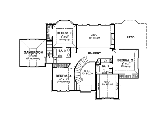House Plan Design - Mediterranean Floor Plan - Upper Floor Plan #472-321