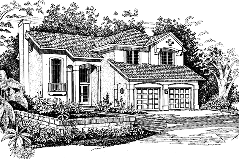House Design - Mediterranean Exterior - Front Elevation Plan #72-993
