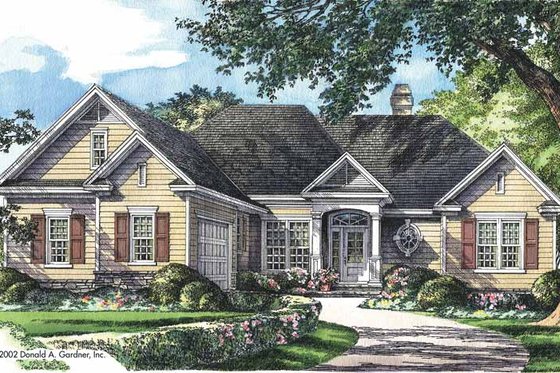 Exterior - Front Elevation 3 for Ranch House Plan #929-666 - 3 bed, 2.5 bath