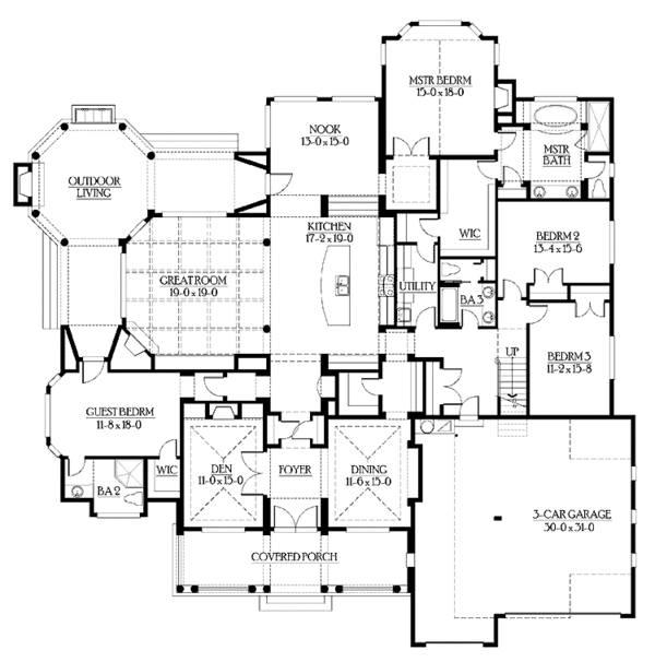 House Plan Design - Craftsman Floor Plan - Main Floor Plan #132-282
