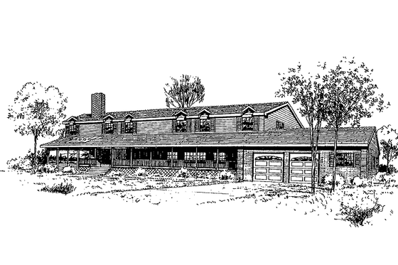 Exterior - Front Elevation 3 for Traditional House Plan #60-991 - 4 bed, 3 bath