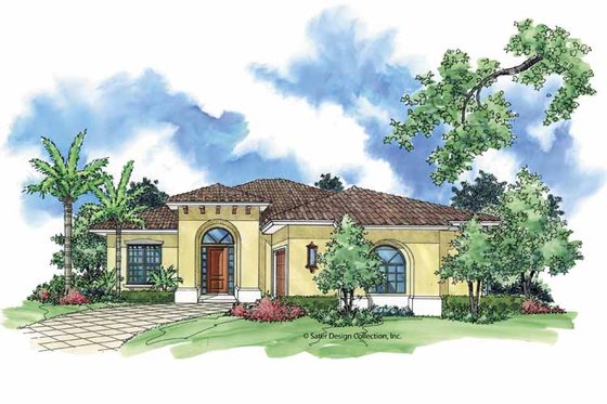 Exterior - Front Elevation 3 for Mediterranean House Plan #930-391 - 2 bed, 2 bath
