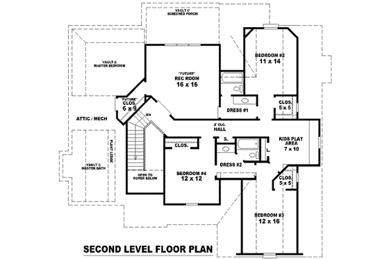 Floor Plan - Upper Floor for European House Plan #81-1009 - 4 bed, 3.5 bath
