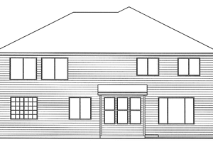 Exterior - Rear Elevation for Prairie House Plan #132-395 - 4 bed, 2.5 bath
